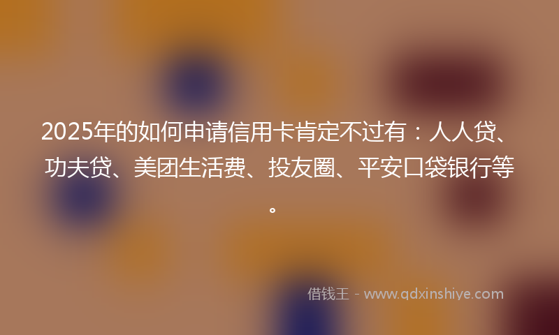 2025年的如何申请信用卡肯定不过有：人人贷、功夫贷、美团生活费、投友圈、平安口袋银行等。