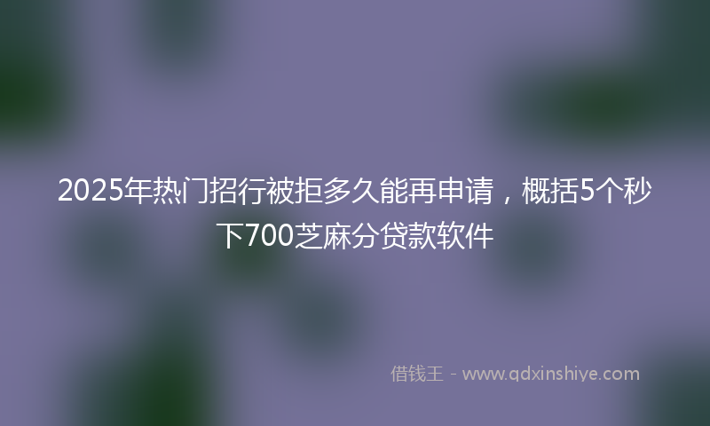 2025年热门招行被拒多久能再申请，概括5个秒下700芝麻分贷款软件