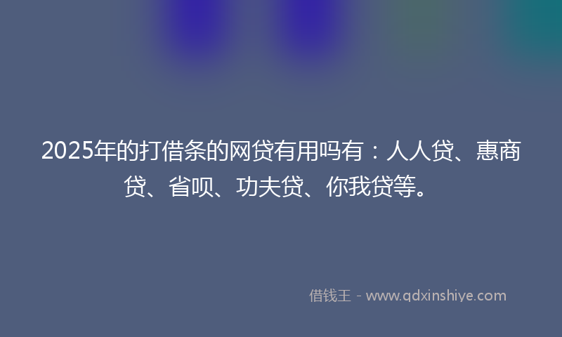 2025年的打借条的网贷有用吗有：人人贷、惠商贷、省呗、功夫贷、你我贷等。