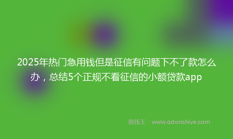 2025年热门急用钱但是征信有问题下不了款怎么办，总结5个正规不看征信的小额贷款app