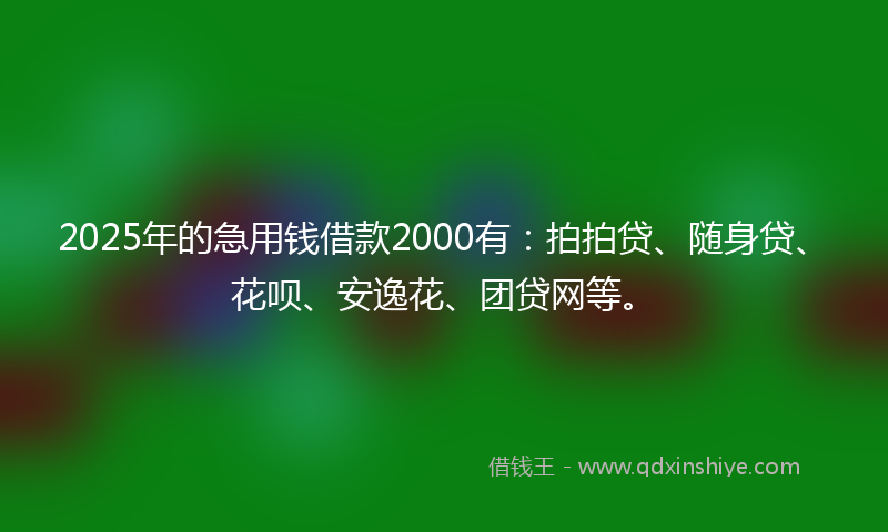 2025年的急用钱借款2000有：拍拍贷、随身贷、花呗、安逸花、团贷网等。