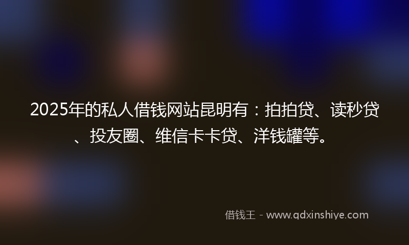 2025年的私人借钱网站昆明有：拍拍贷、读秒贷、投友圈、维信卡卡贷、洋钱罐等。