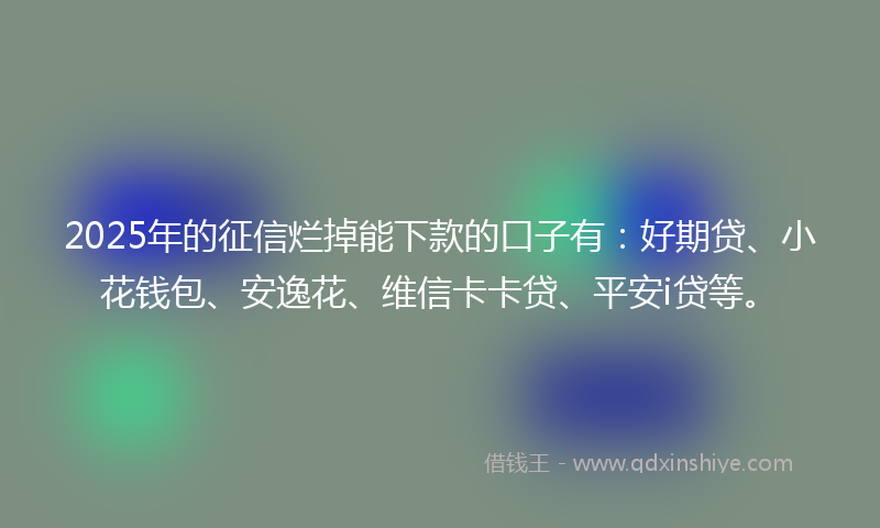 2025年的征信烂掉能下款的口子有：好期贷、小花钱包、安逸花、维信卡卡贷、平安i贷等。