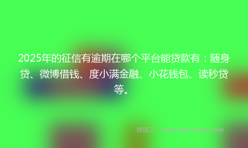 2025年的征信有逾期在哪个平台能贷款有：随身贷、微博借钱、度小满金融、小花钱包、读秒贷等。
