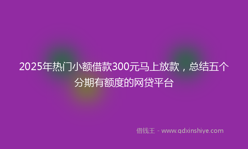 2025年热门小额借款300元马上放款，总结五个分期有额度的网贷平台
