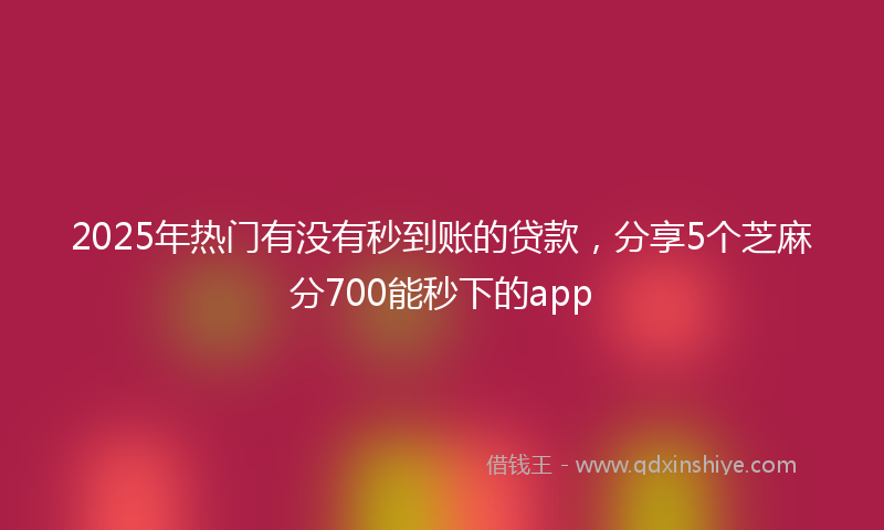 2025年热门有没有秒到账的贷款，分享5个芝麻分700能秒下的app