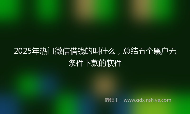 2025年热门微信借钱的叫什么，总结五个黑户无条件下款的软件