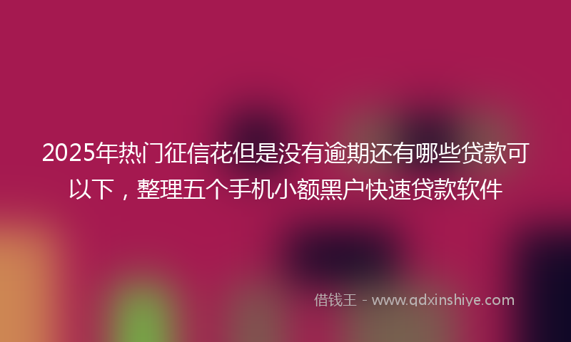 2025年热门征信花但是没有逾期还有哪些贷款可以下，整理五个手机小额黑户快速贷款软件