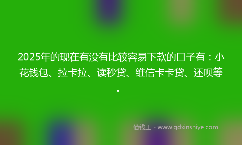 2025年的现在有没有比较容易下款的口子有：小花钱包、拉卡拉、读秒贷、维信卡卡贷、还呗等。