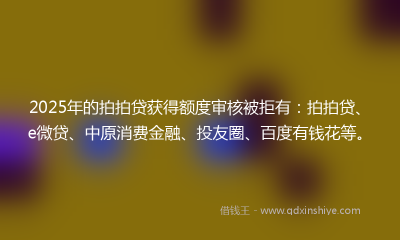 2025年的拍拍贷获得额度审核被拒有：拍拍贷、e微贷、中原消费金融、投友圈、百度有钱花等。