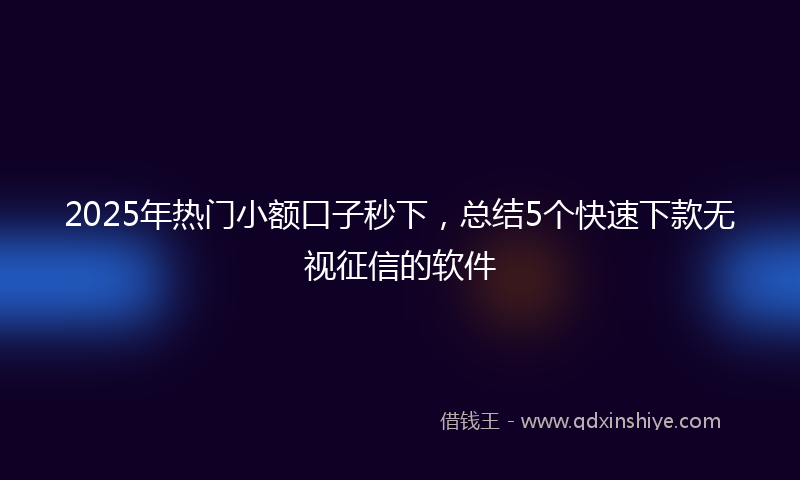 2025年热门小额口子秒下，总结5个快速下款无视征信的软件