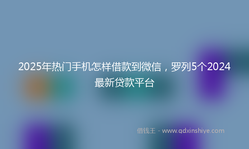 2025年热门手机怎样借款到微信，罗列5个2024最新贷款平台