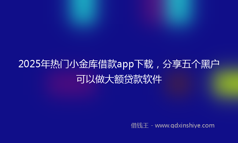 2025年热门小金库借款app下载，分享五个黑户可以做大额贷款软件