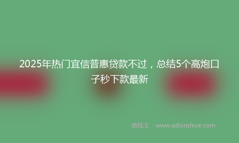 2025年热门宜信普惠贷款不过，总结5个高炮口子秒下款最新