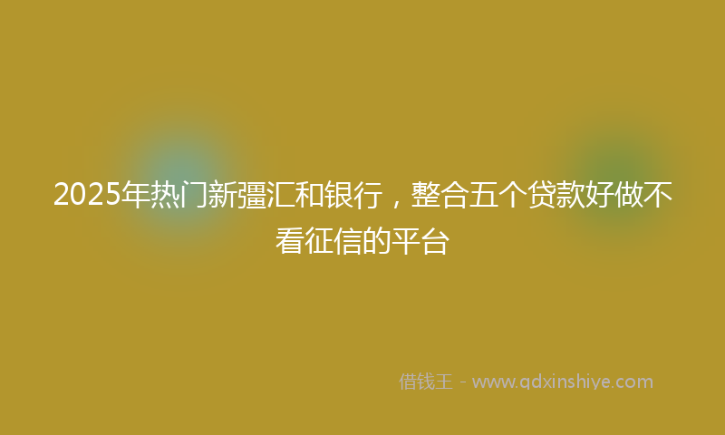 2025年热门新彊汇和银行，整合五个贷款好做不看征信的平台