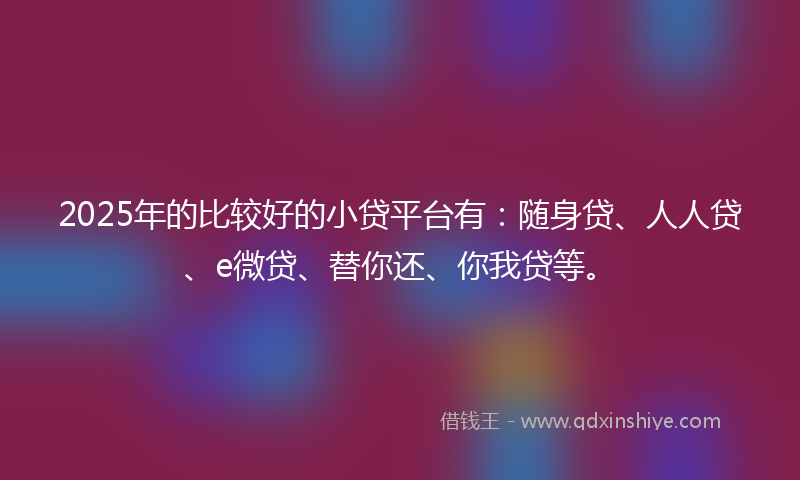 2025年的比较好的小贷平台有：随身贷、人人贷、e微贷、替你还、你我贷等。