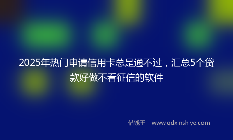 2025年热门申请信用卡总是通不过，汇总5个贷款好做不看征信的软件