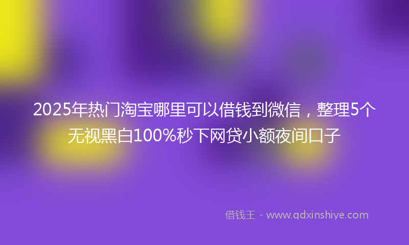 2025年热门淘宝哪里可以借钱到微信，整理5个无视黑白100%秒下网贷小额夜间口子