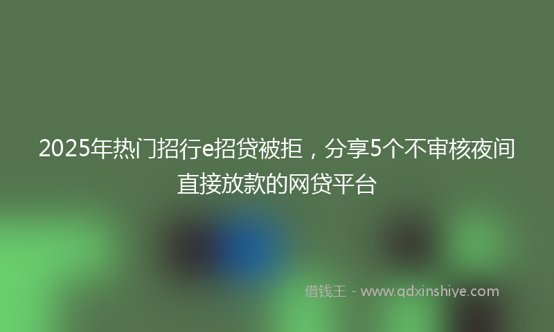 2025年热门招行e招贷被拒，分享5个不审核夜间直接放款的网贷平台