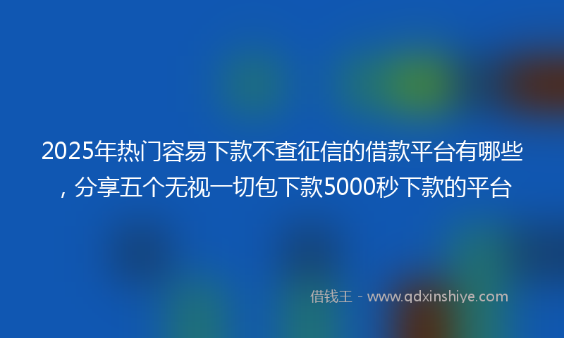 2025年热门容易下款不查征信的借款平台有哪些，分享五个无视一切包下款5000秒下款的平台