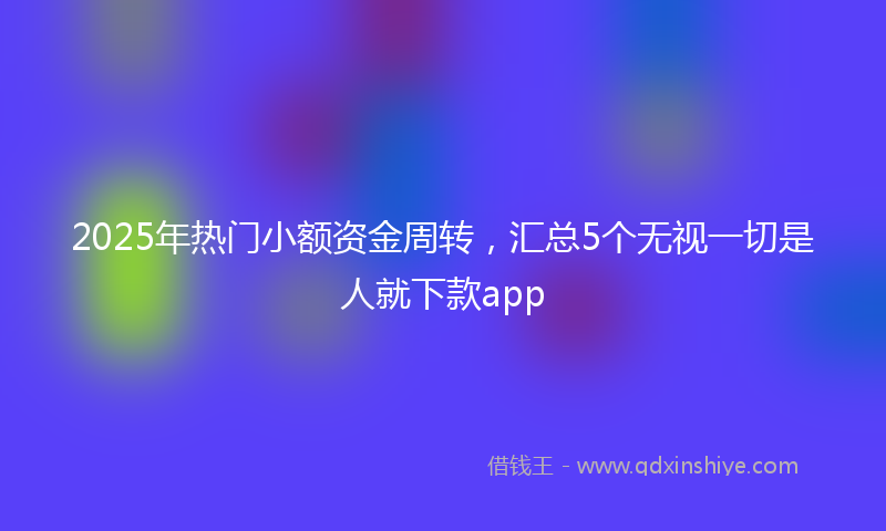 2025年热门小额资金周转，汇总5个无视一切是人就下款app