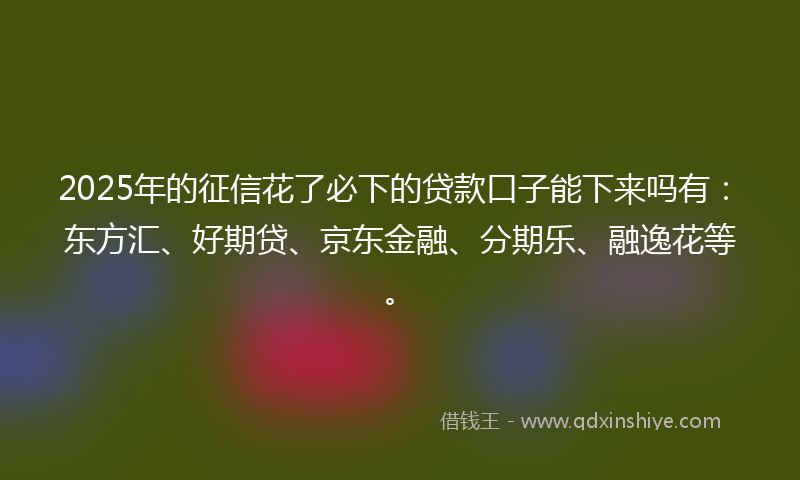 2025年的征信花了必下的贷款口子能下来吗有：东方汇、好期贷、京东金融、分期乐、融逸花等。