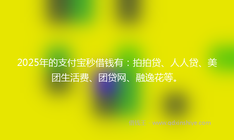 2025年的支付宝秒借钱有：拍拍贷、人人贷、美团生活费、团贷网、融逸花等。