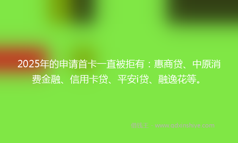 2025年的申请首卡一直被拒有：惠商贷、中原消费金融、信用卡贷、平安i贷、融逸花等。