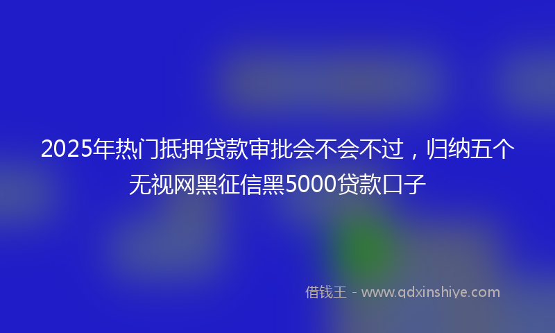 2025年热门抵押贷款审批会不会不过，归纳五个无视网黑征信黑5000贷款口子