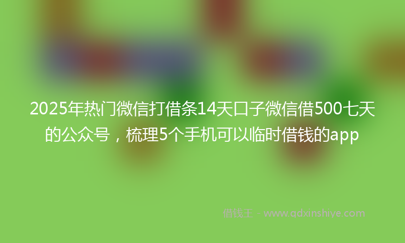 2025年热门微信打借条14天口子微信借500七天的公众号，梳理5个手机可以临时借钱的app