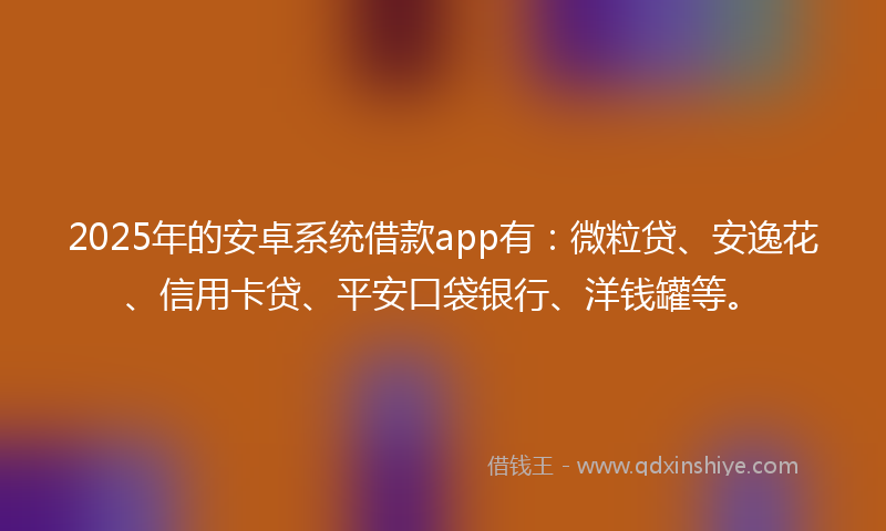 2025年的安卓系统借款app有：微粒贷、安逸花、信用卡贷、平安口袋银行、洋钱罐等。