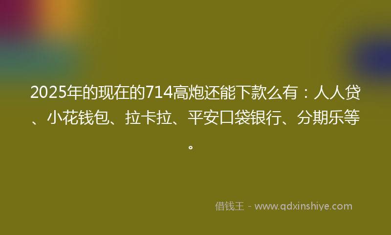 2025年的现在的714高炮还能下款么有：人人贷、小花钱包、拉卡拉、平安口袋银行、分期乐等。