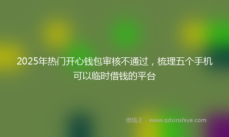2025年热门开心钱包审核不通过，梳理五个手机可以临时借钱的平台