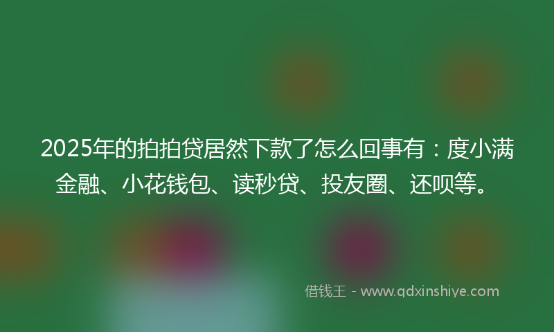 2025年的拍拍贷居然下款了怎么回事有：度小满金融、小花钱包、读秒贷、投友圈、还呗等。
