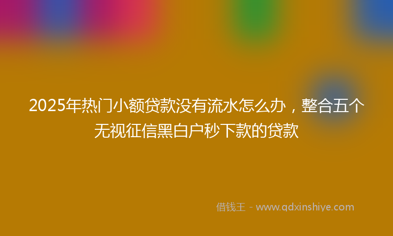 2025年热门小额贷款没有流水怎么办，整合五个无视征信黑白户秒下款的贷款