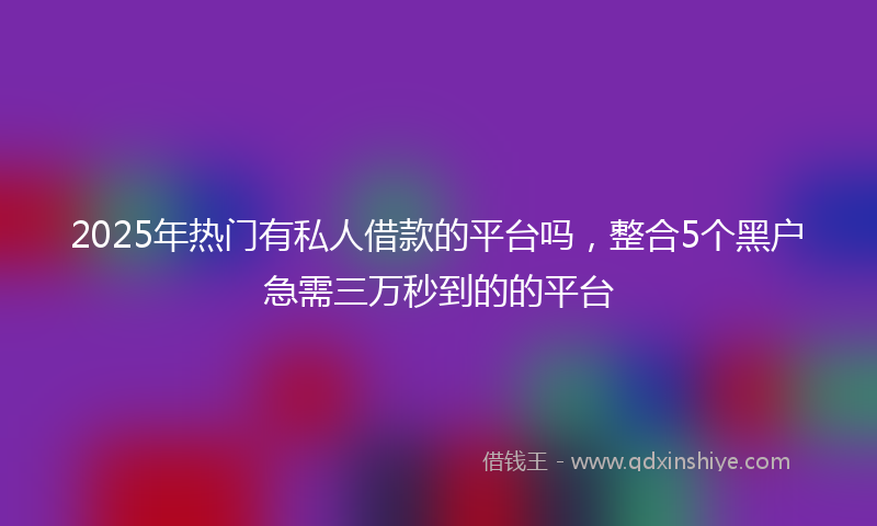 2025年热门有私人借款的平台吗，整合5个黑户急需三万秒到的的平台