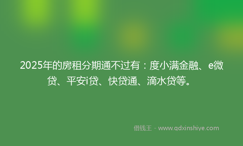 2025年的房租分期通不过有：度小满金融、e微贷、平安i贷、快贷通、滴水贷等。