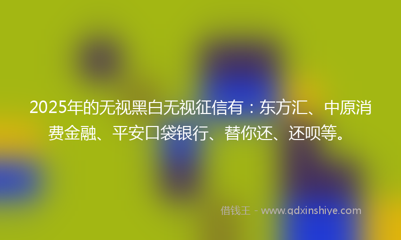 2025年的无视黑白无视征信有：东方汇、中原消费金融、平安口袋银行、替你还、还呗等。