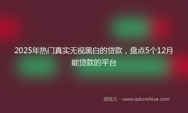 2025年热门真实无视黑白的贷款，盘点5个12月能贷款的平台