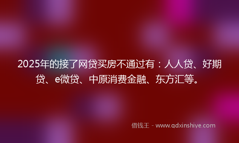 2025年的接了网贷买房不通过有：人人贷、好期贷、e微贷、中原消费金融、东方汇等。