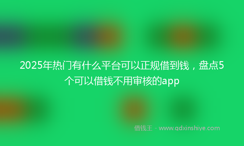 2025年热门有什么平台可以正规借到钱，盘点5个可以借钱不用审核的app