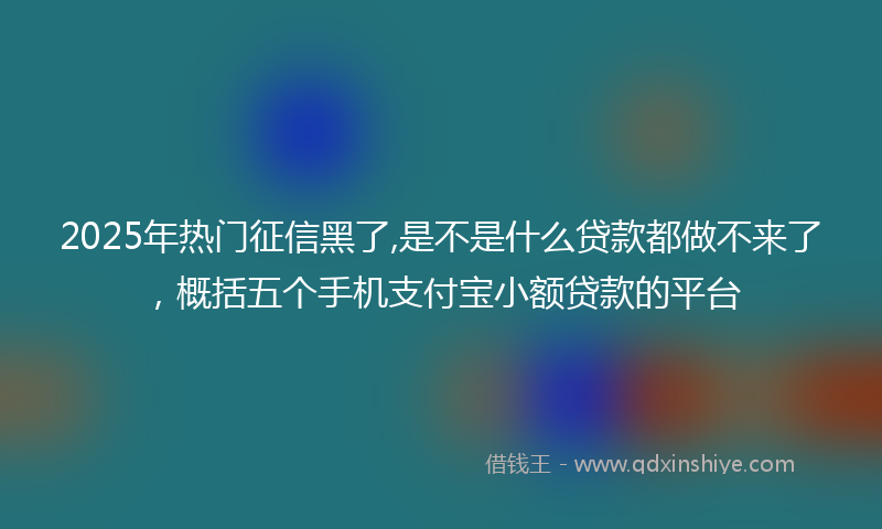 2025年热门征信黑了,是不是什么贷款都做不来了，概括五个手机支付宝小额贷款的平台