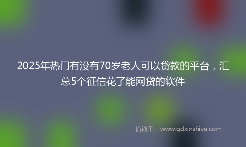 2025年热门有没有70岁老人可以贷款的平台，汇总5个征信花了能网贷的软件