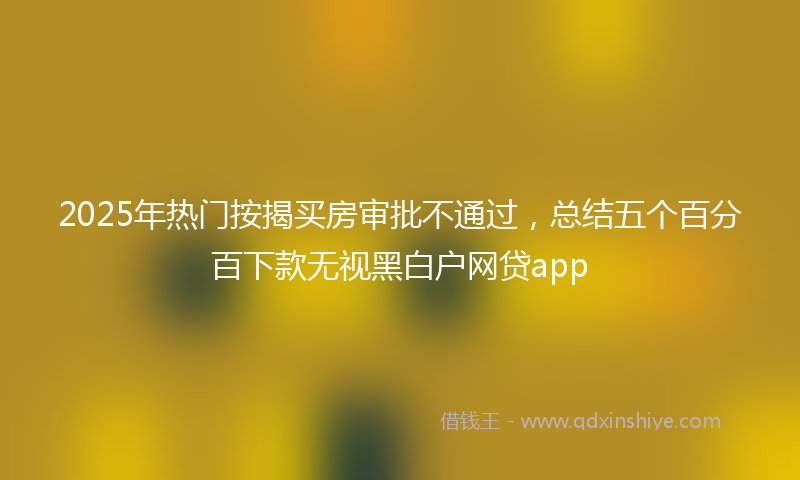 2025年热门按揭买房审批不通过，总结五个百分百下款无视黑白户网贷app