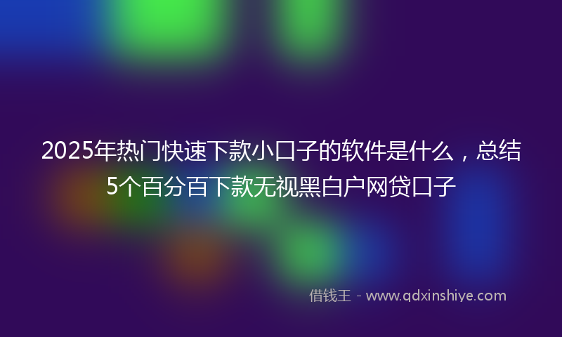 2025年热门快速下款小口子的软件是什么，总结5个百分百下款无视黑白户网贷口子