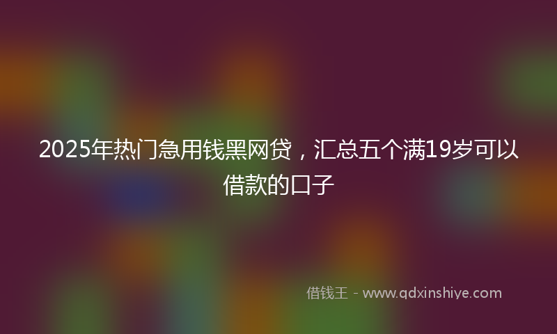 2025年热门急用钱黑网贷，汇总五个满19岁可以借款的口子