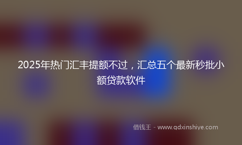 2025年热门汇丰提额不过，汇总五个最新秒批小额贷款软件