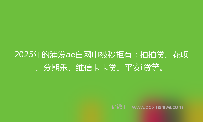 2025年的浦发ae白网申被秒拒有：拍拍贷、花呗、分期乐、维信卡卡贷、平安i贷等。