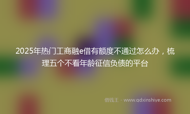 2025年热门工商融e借有额度不通过怎么办，梳理五个不看年龄征信负债的平台