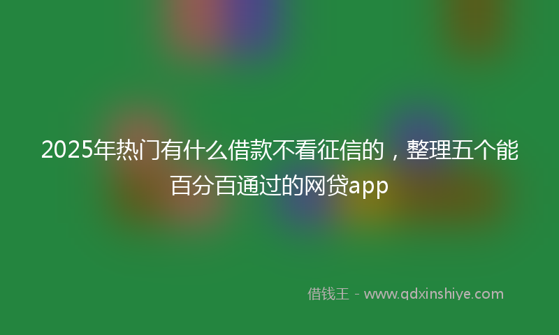 2025年热门有什么借款不看征信的，整理五个能百分百通过的网贷app
